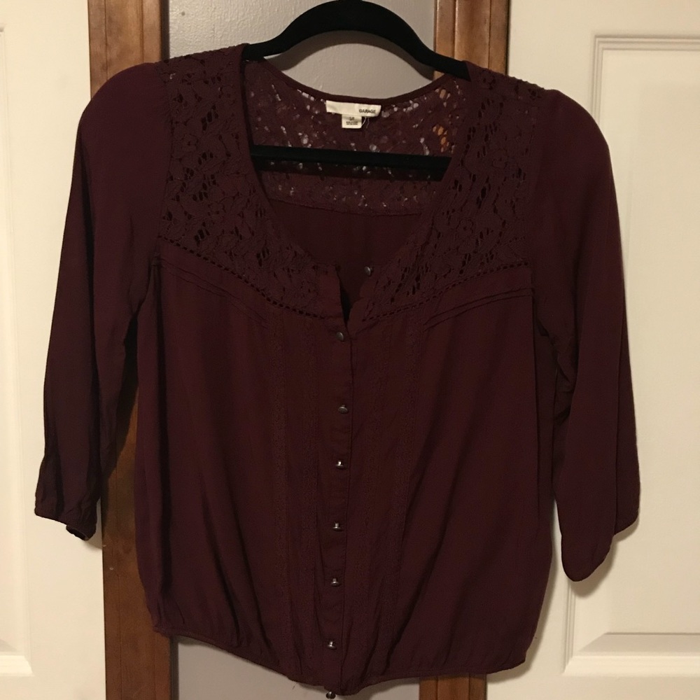Plum Blouse w/ Lace Detail